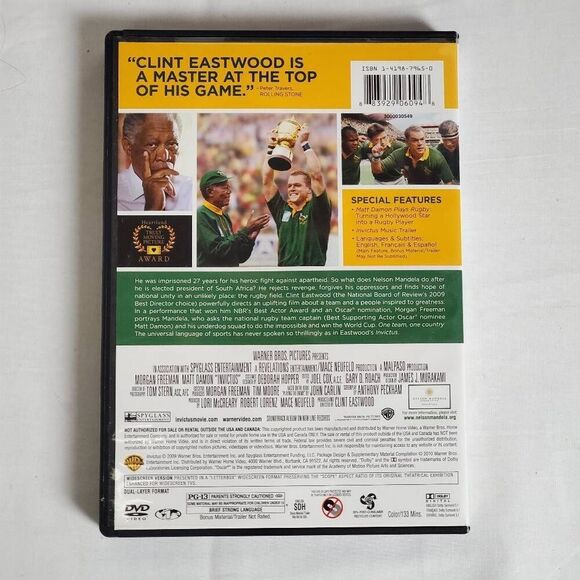 Invictus (DVD) Morgan Freeman Matt Damon Sports Drama - Picture 3 of 3